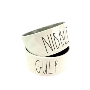 Rae Dunn Nibble and Gulp Dog Bowl Set